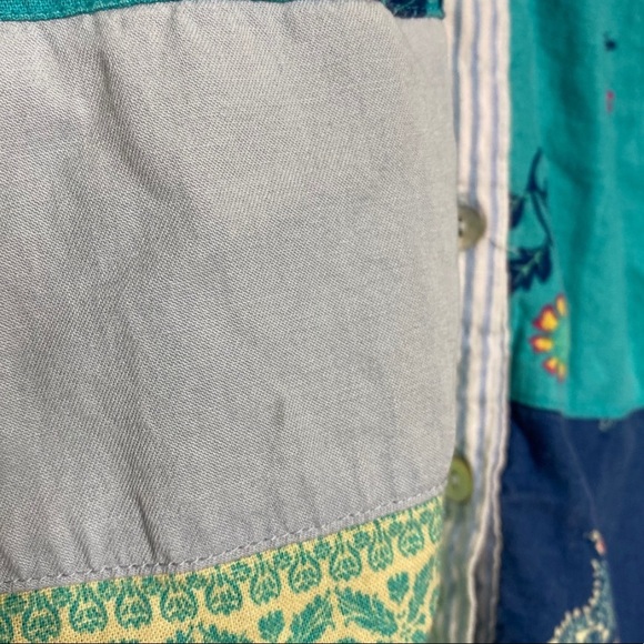 Multiple Patchwork Chambray Button Down Top 1X - Picture 5 of 7
